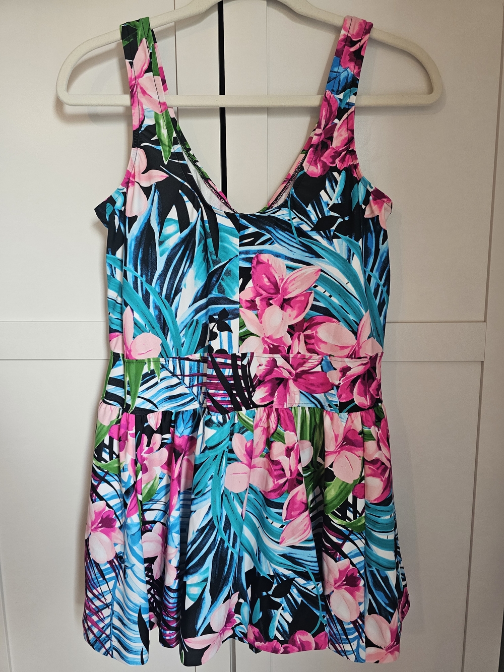 Le Cove Plus Size 18W Tropical Floral One-Piece Swim Dress V-Neck Coquette Chic - Picture 5 of 9